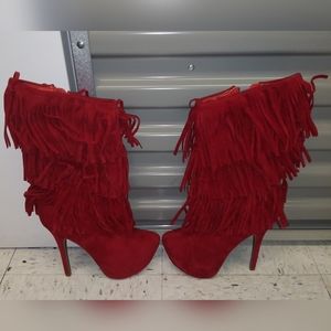 Red Fringe Designer style Boots